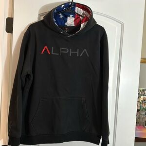 Alpha Defense Co hoodie red white and blue large